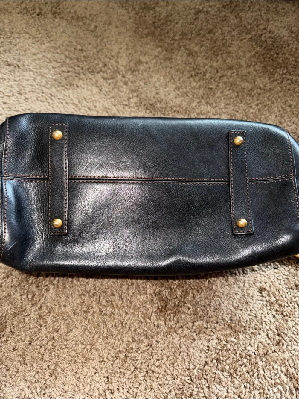 Black Dooney and Bourke Leather Hobo Bag with Red Zip Accent